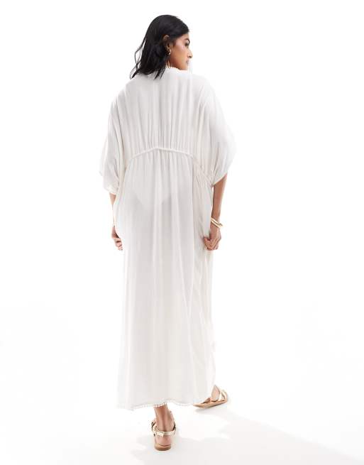 Accessorize maxi beach kaftan in cream