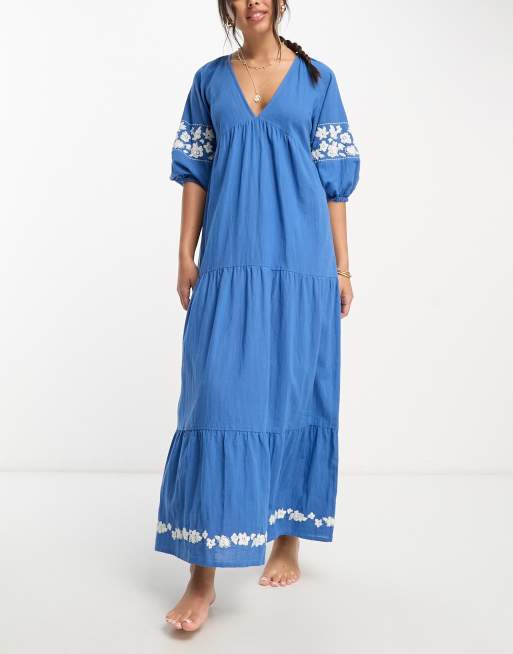 Next TIE STRAP MAXI SUMMER DRESS - Beach accessory - blue - Zalando.de