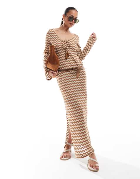 Accessorize – Maxikleid in Gold und Cremeweiß mit Häkeldetails - view 1