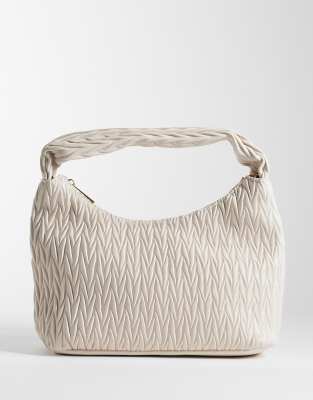 medium quilt handheld shoulder bag in cream-White