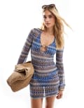 [Accessorize] Accessorize mesh beach cover up in zig zag print-Multi S MULTI