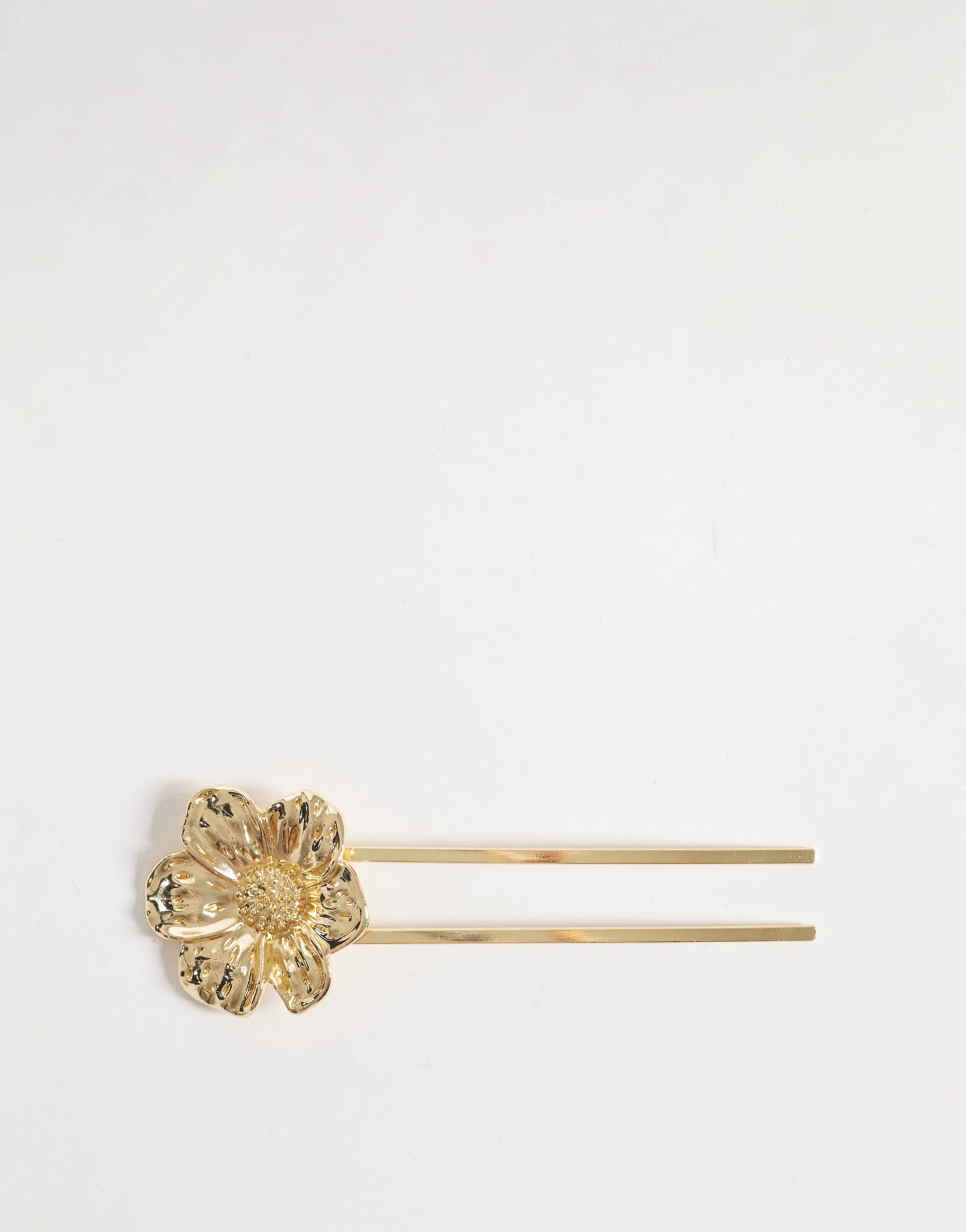 accessorize metal flower french hair pin in gold