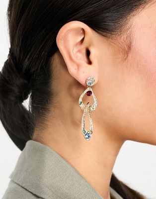 Accessorize metal gem loop earrings in gold