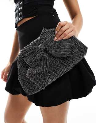 Accessorize - Metallic-Clutch in Silber mit Schleife