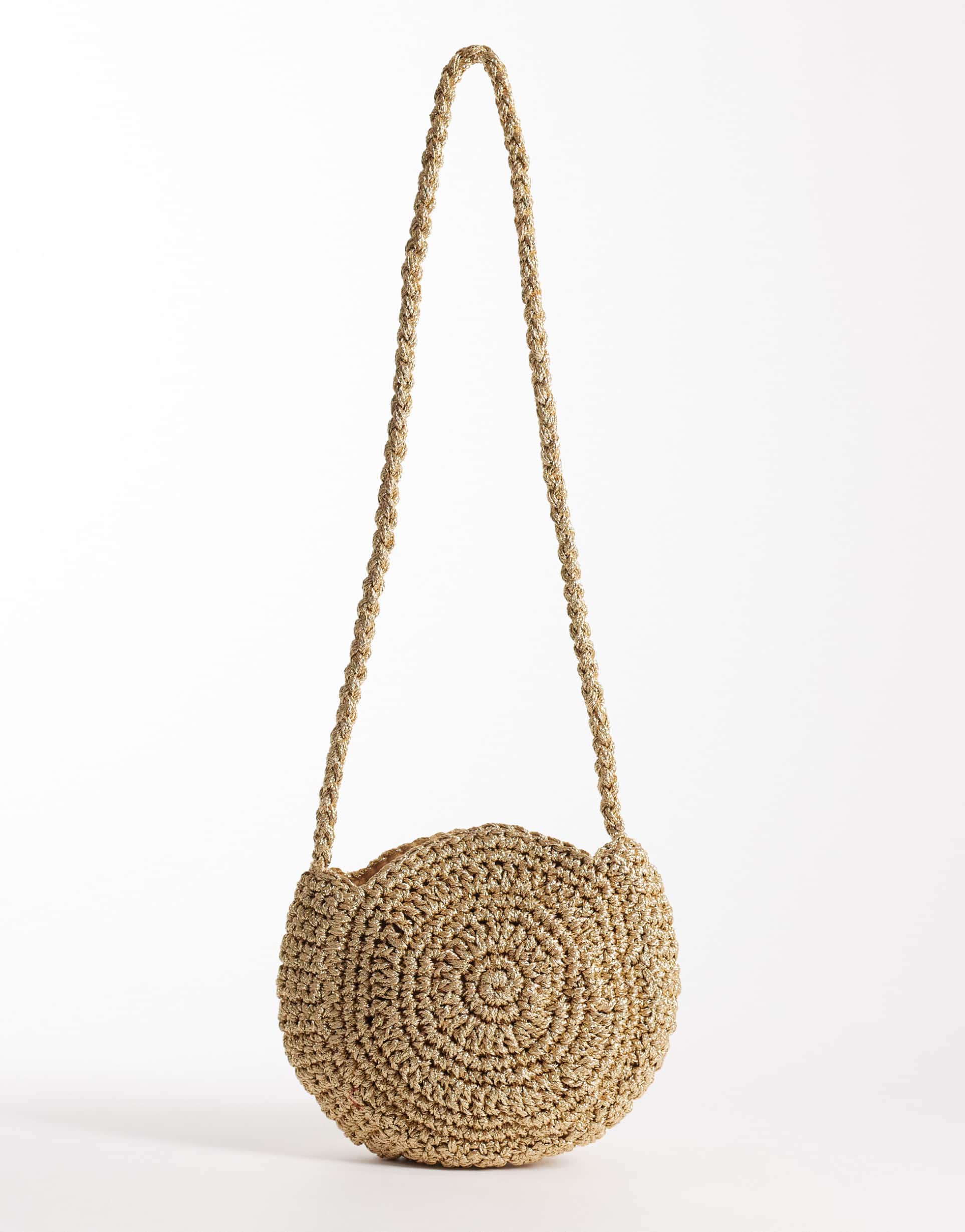 accessorize metallic raffia shell crossbody purse in gold