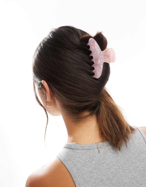 Accessorize - Middelgrote haarklem van gemarmerd hars in roze