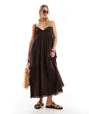 midi beach dress in brown
