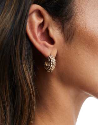 Accessorize Accessorize mini bobble textured hoop earrings in gold