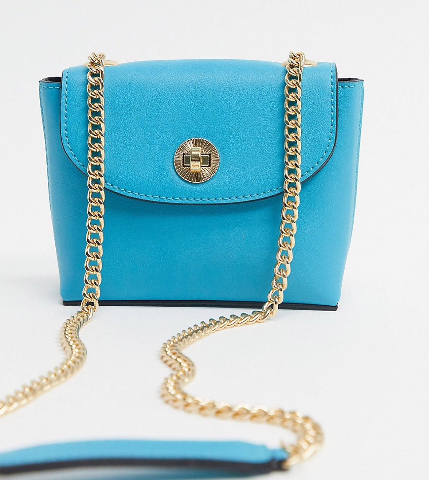 Accessorize mini crossbody bag with chain strap in bright blue