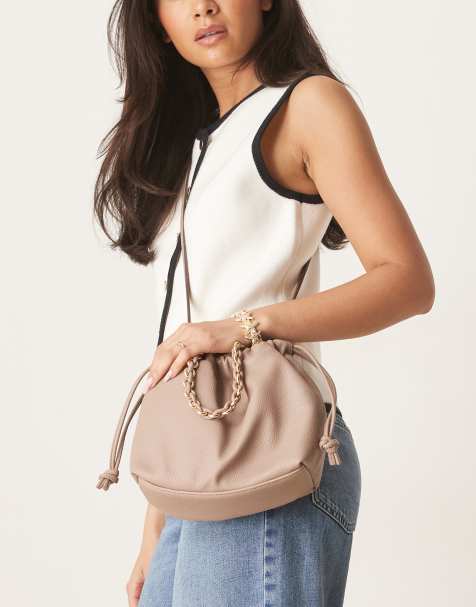 Accessorize - Mini crossbody tas met trekkoord in beige - view 1