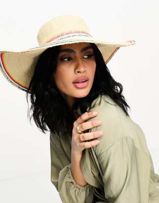 mini multi-stripe floppy hat in beige-Neutral