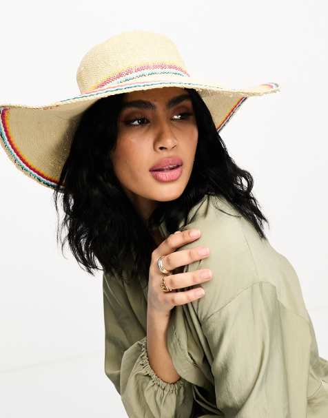 Accessorize mini multi-stripe floppy hat in beige - view 1