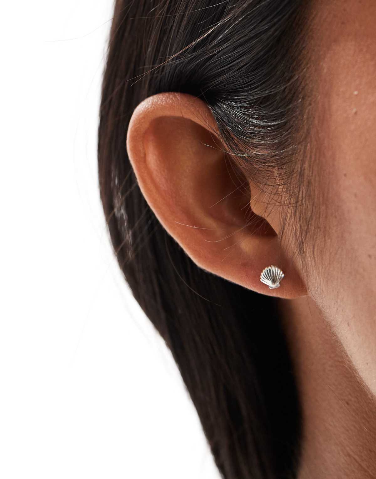 Accessorize mini shell earrings in sterling silver
