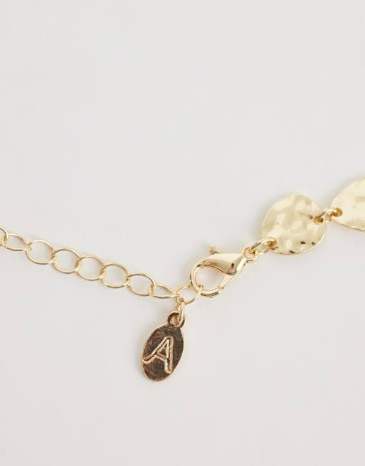 Accessorize mini textured disc necklace in gold tone, 3 of 4