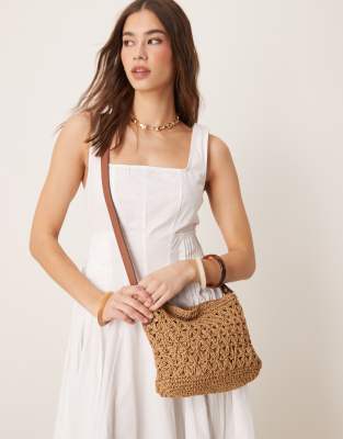 Accessorize - Mini-Umhängetasche aus Strohgewebe in Beige-Neutral