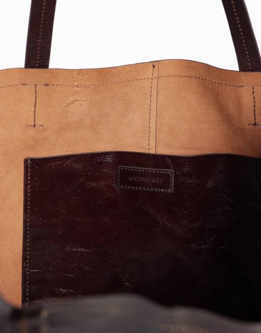 Accessorize minimal high shine tote bag in chocolate, 4 of 4