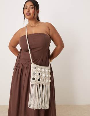 mirror fringe crossbody bag in white