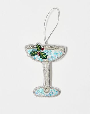 Accessorize mistletoe martini glass sequin christmas tree decoration