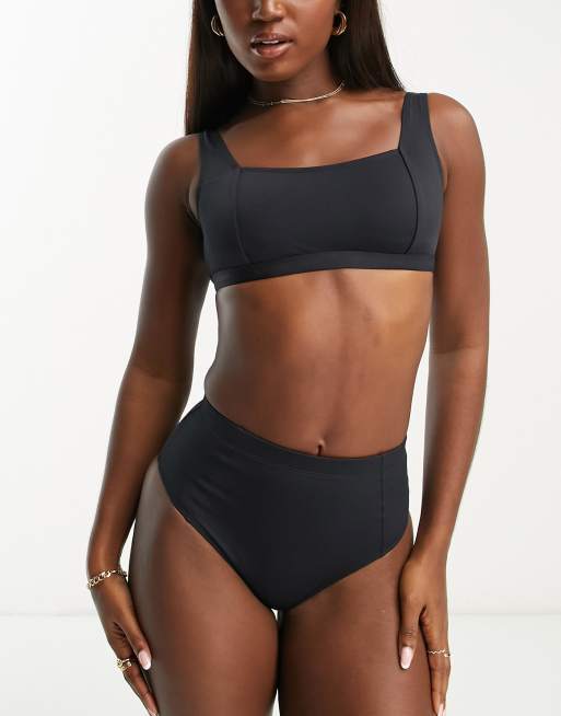 Plain black high store waisted bikini bottoms