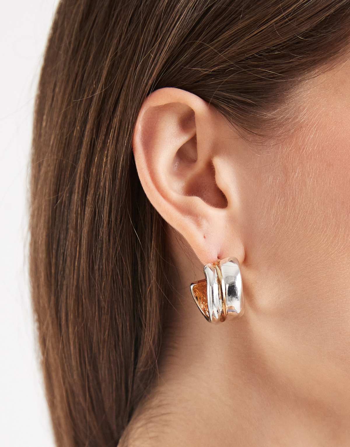 Accessorize mixed metal chunky hoops in multi