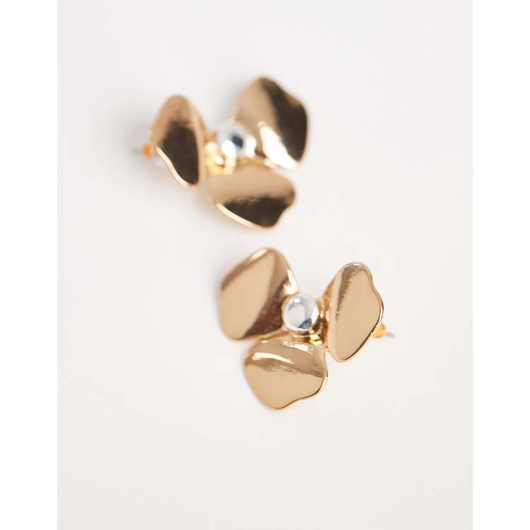 みかん⭐︎美品☆WFG with PERFETTO 1.4ctw Pear Diamond 18K Gold Flower Stud Earrings