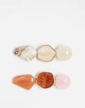 [Accessorize] Accessorize mixed stone hair snap clip 2 pack in multi No Size MULTI