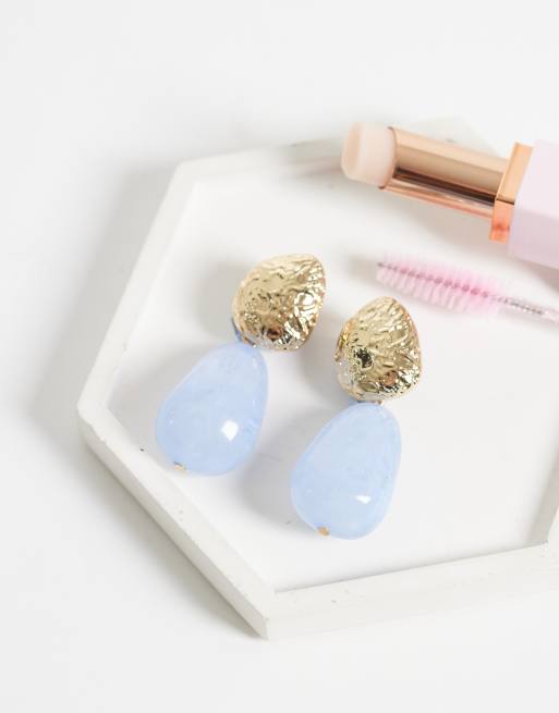 Accessorize molten blue resin drop earrings in gold tone, 2 of 4