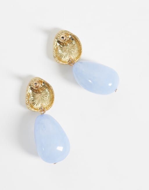 Accessorize molten blue resin drop earrings in gold tone, 4 of 4