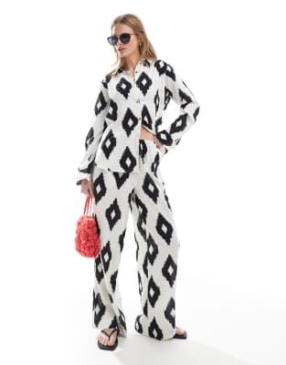 Mono print oversized beach pants-Multi
