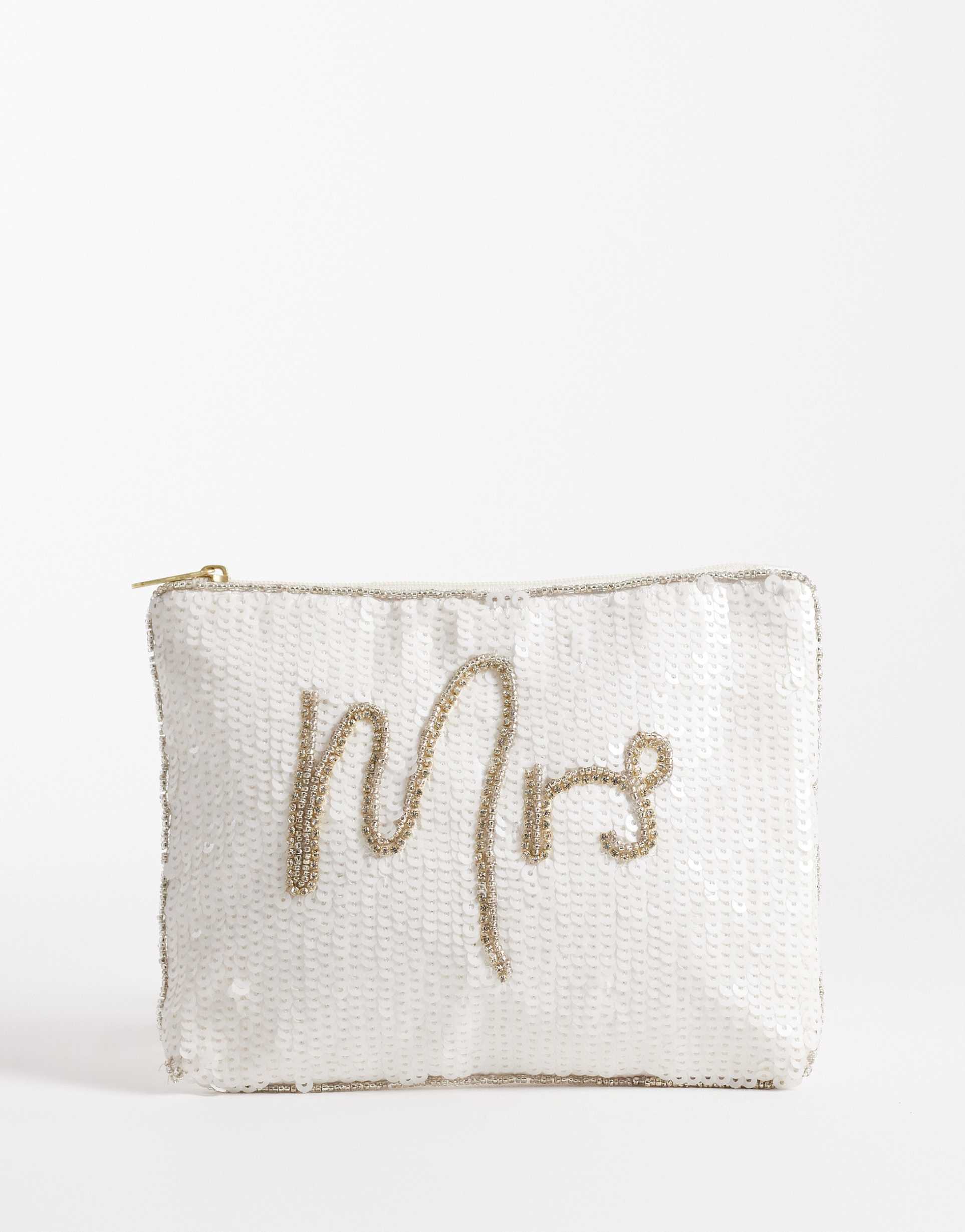 accessorize mrs bead embellished pouch in white