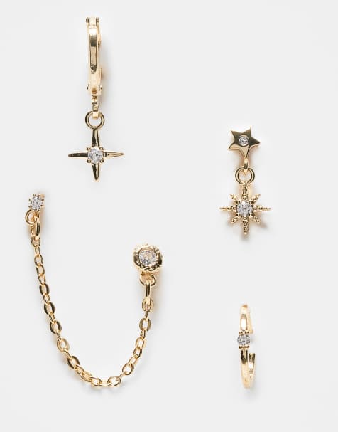 Accessorize multi-pack star earrings in gold - view 1