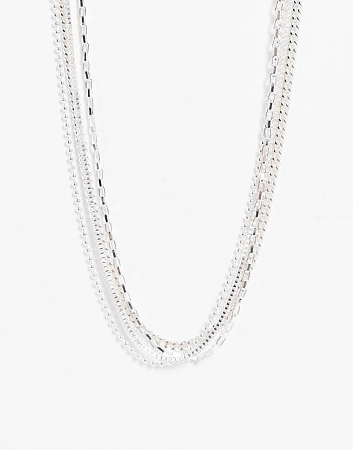 Accessorize multi row chain necklace in silver