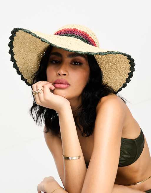 Accessorize multi stripe boater hat in cream