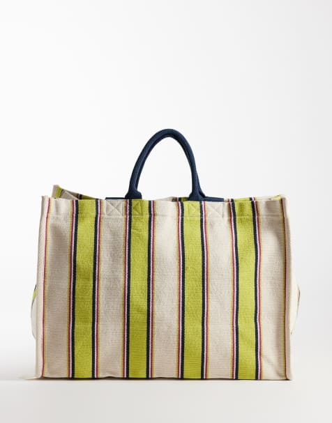 Accessorize - Multifarvet stor tote-taske til stranden med striber - view 1