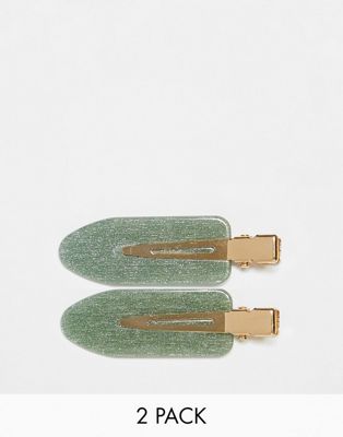 Accessorize multipack glitter hair slides in green