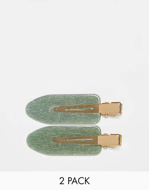 Accessorize multipack glitter hair slides in green 
