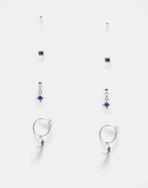 Accessorize – Multipack Ohrringe und Ohrstecker aus Sterlingsilber mit Himmelskörper-Design