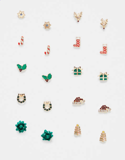 Accessorize - Multipakke med ørestikkere med juledesign i forskellige farver - view 1