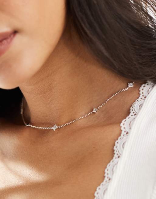 Accessorize – Naszyjnik z cienkiego łańcuszka z zawieszkami ze srebra wysokiej próby