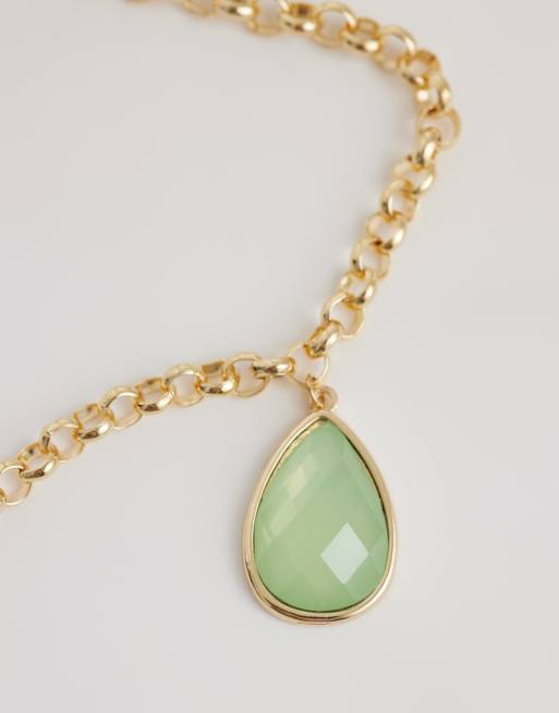 Accessorize – Naszyjnik z zawieszką z zielonym kamieniem, 3 z 4