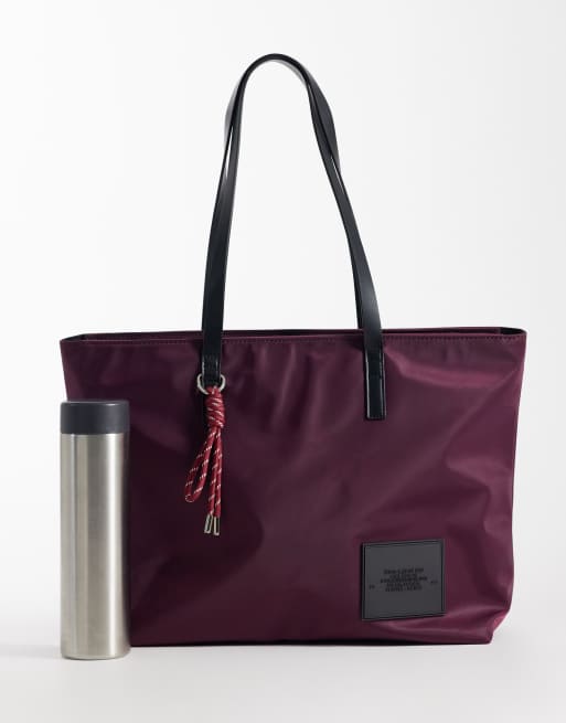 Accessorize - Nylon tote tas in bessenrood, 2 van 4