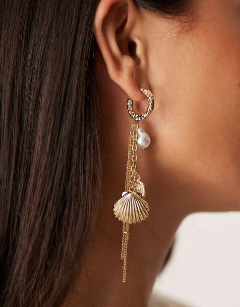 Accessorize - Ocean - Guldfarvede hængeøreringe med vedhæng - view 1