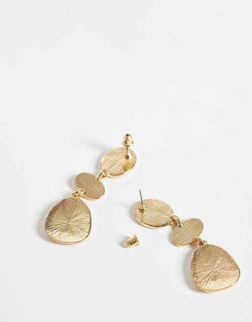 Accessorize Ohrhänger mit Punkten und dreifachem Steinanhänger in Gold, 4 von 4