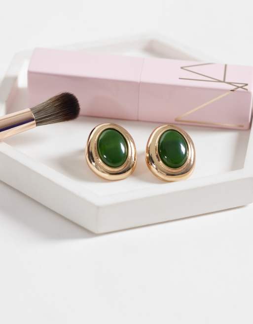 Accessorize – Ohrringe in Gold-Optik mit Vintage-Design und grünen Schmucksteinen, 2 von 4