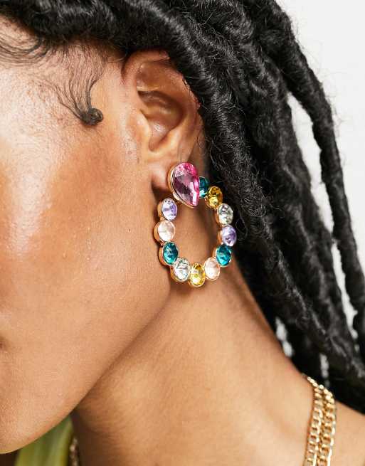 Accessorize – Ohrringe mit tropfenförmigem Stecker und megagroßen Schmucksteinen