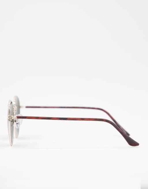 Accessorize – Okrągłe okulary przeciwsłoneczne z brązowymi szkłami w złotych oprawkach, 4 z 4