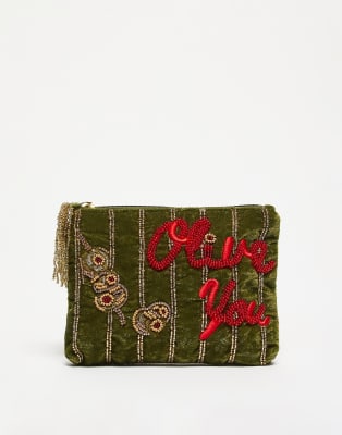 Accessorize Accessorize olive you pouch in green
