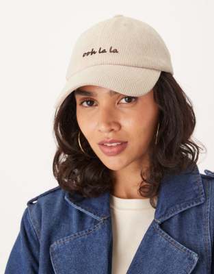 Accessorize - Ooh la la - Cord-Kappe in Creme-Weiß