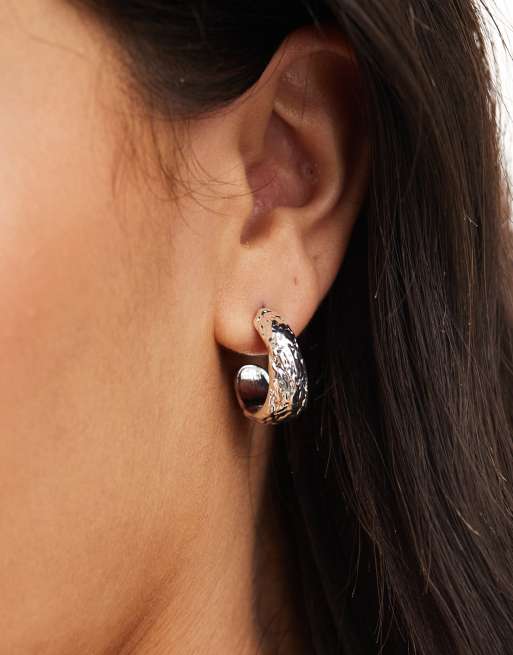 Accessorize - Oorringen met structuur in zilver