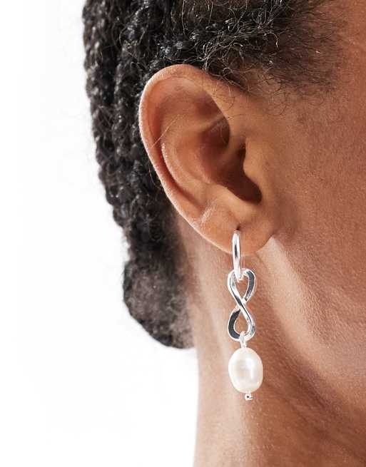 Accessorize - Oorringen verzilverd met sterling zilver met parelhangertjes in zilver, 3 van 3